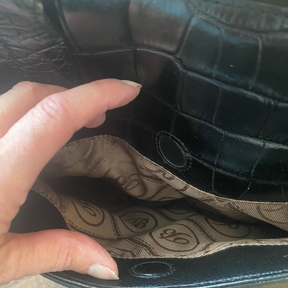 Brighton  Black Crocodile-Embossed shoulder Handbag - Picture 7 of 16